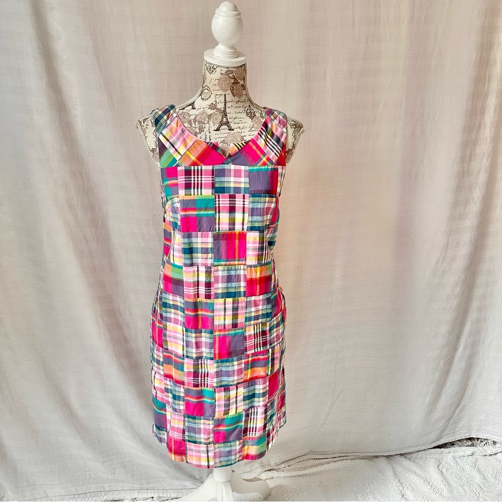 Talbots Madras Patchwork Dress Sleeveless Size 4 Cotton Lined - Picture 9 of 12